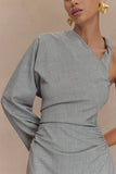 Dorian Twist Shoulder Mini Dress Charcoal Marle