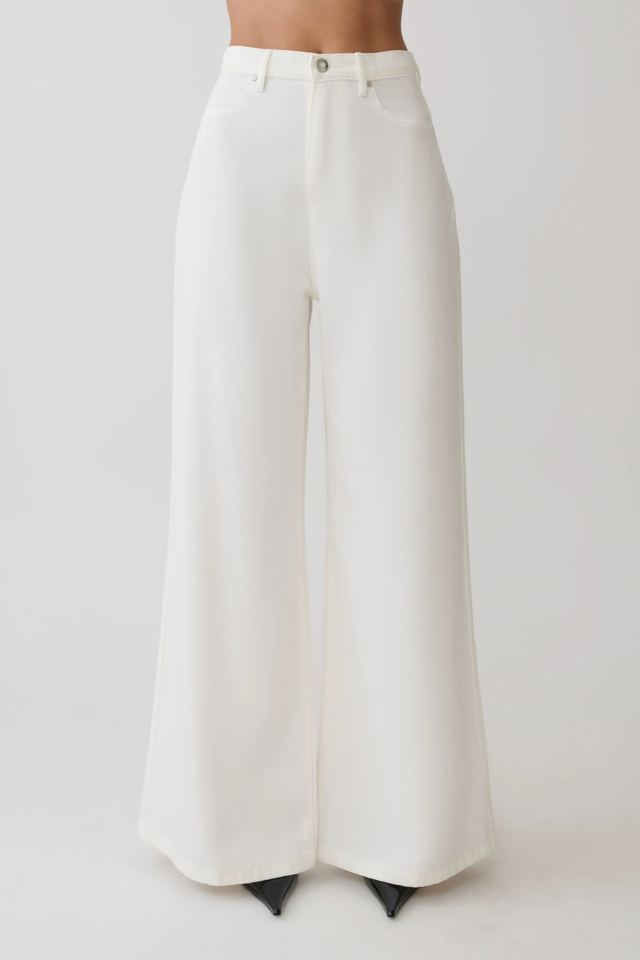 Shae Wide Leg Denim Jeans White