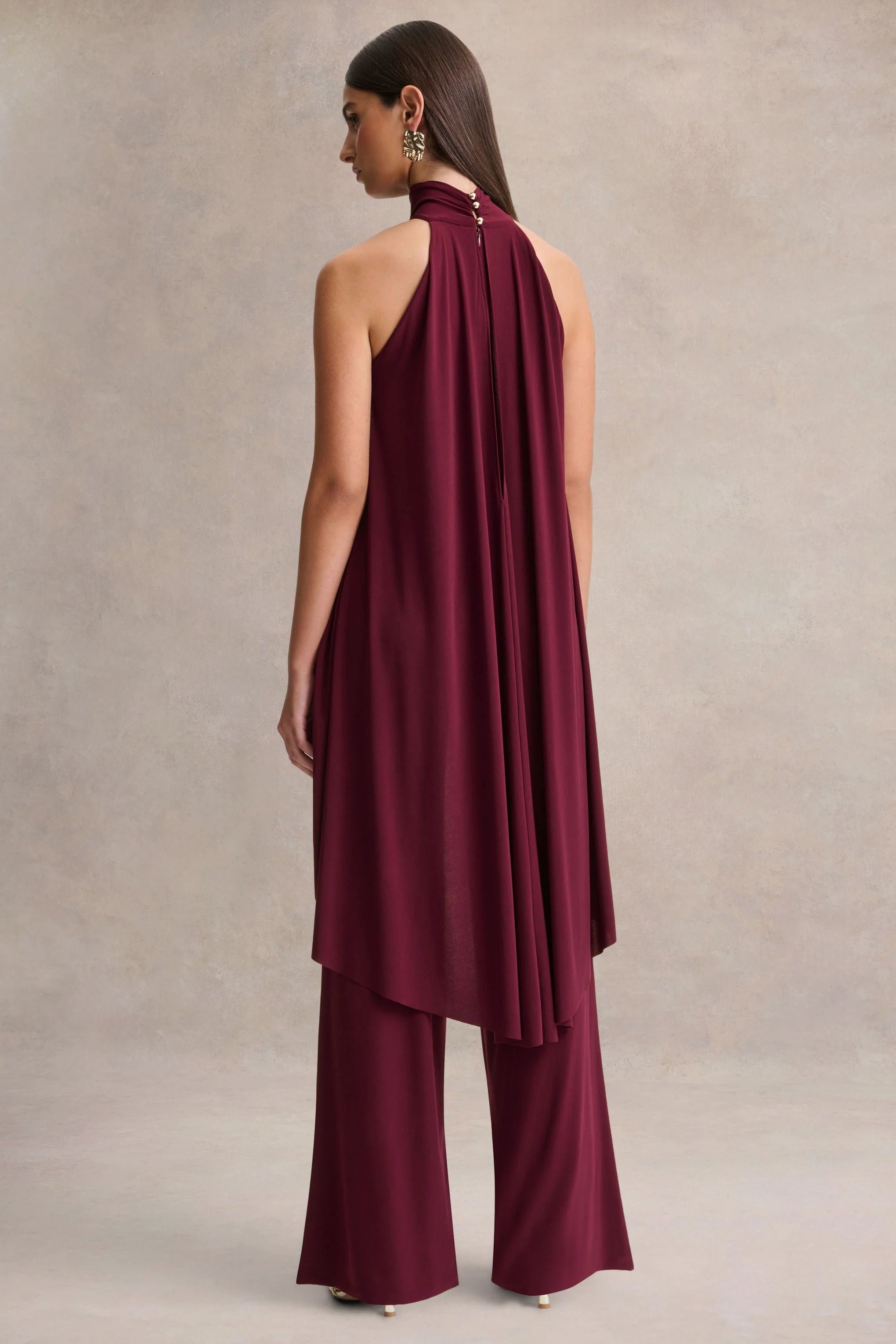 Jadzia Burgundy Halter Neck Jumpsuit