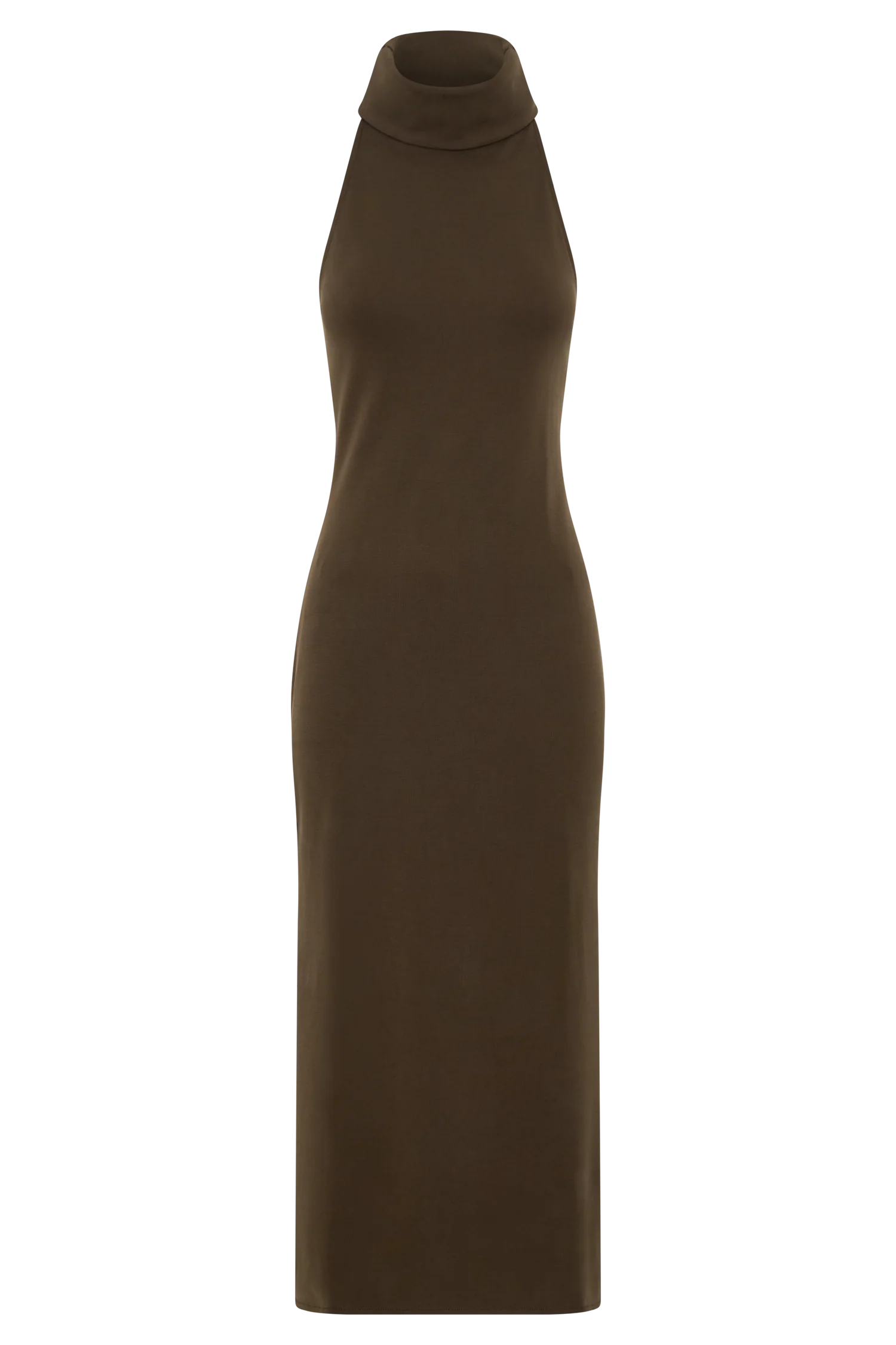 Kennedy High Neck Midi Dress Chocolate