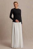 Monroe Black And White Crew Neck Maternity Maxi Dress With Drop Waist