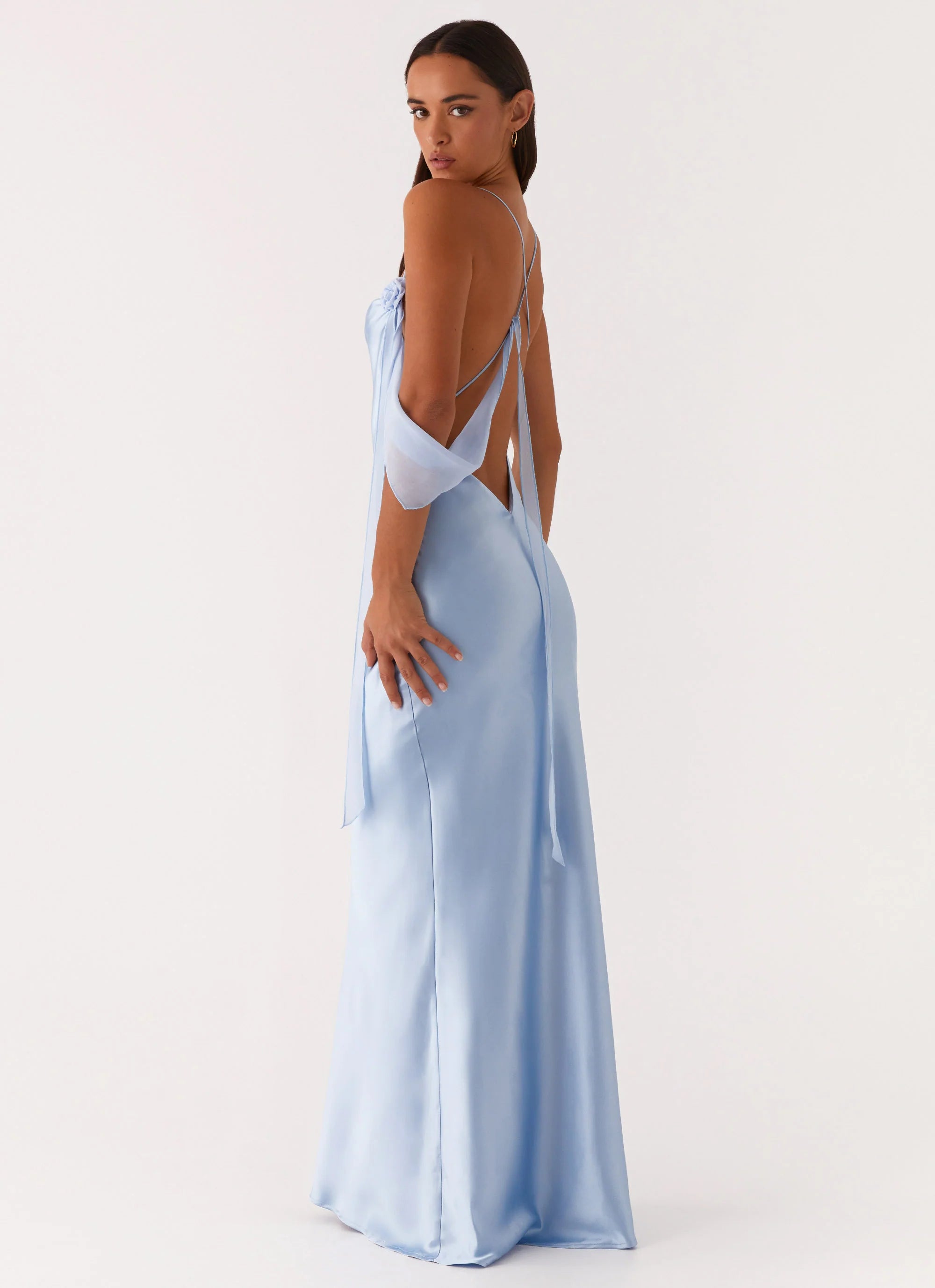 Too Sweet Satin Maxi Dress Blue