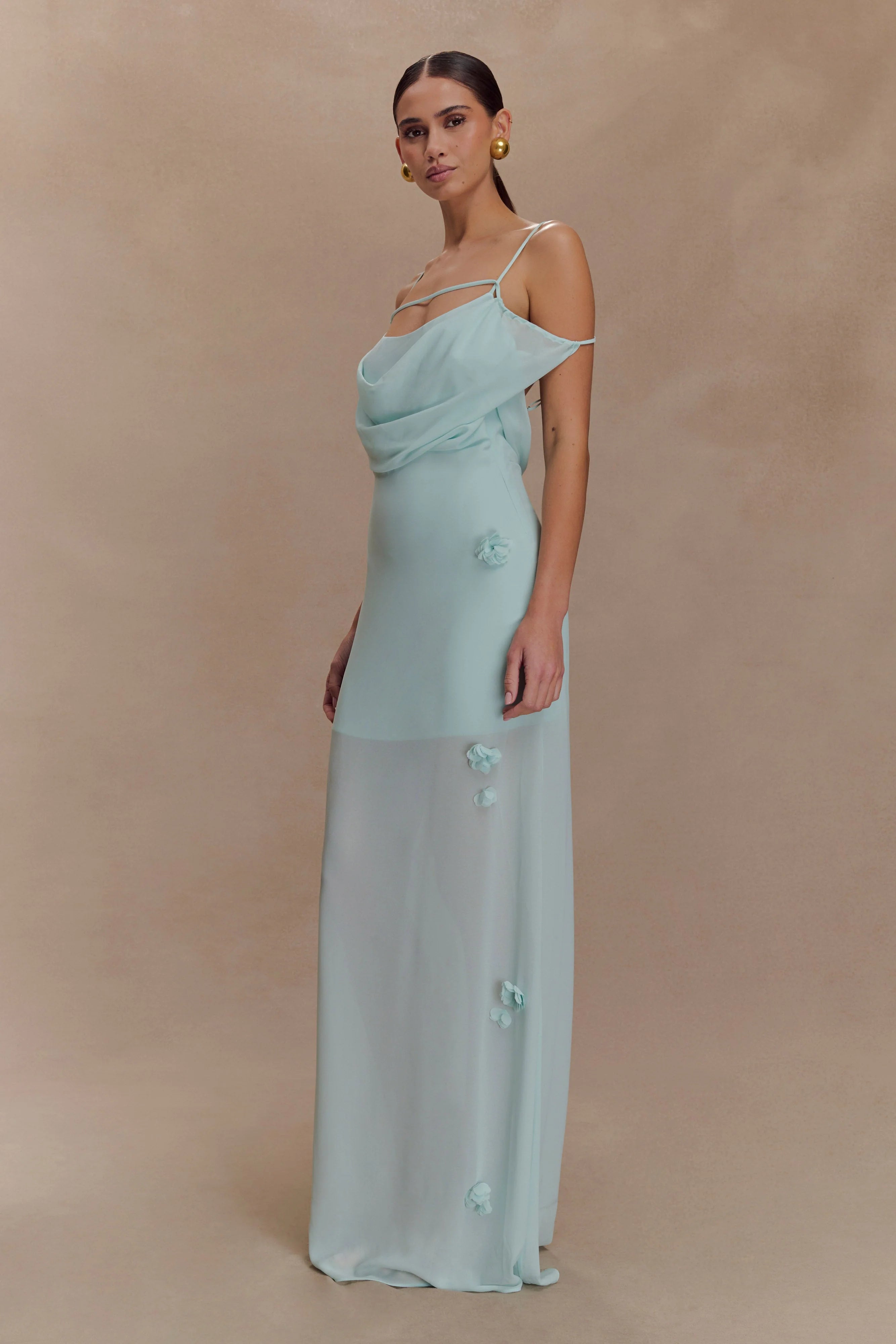 Rosalie Floral Chiffon Maxi Dress Lagoon