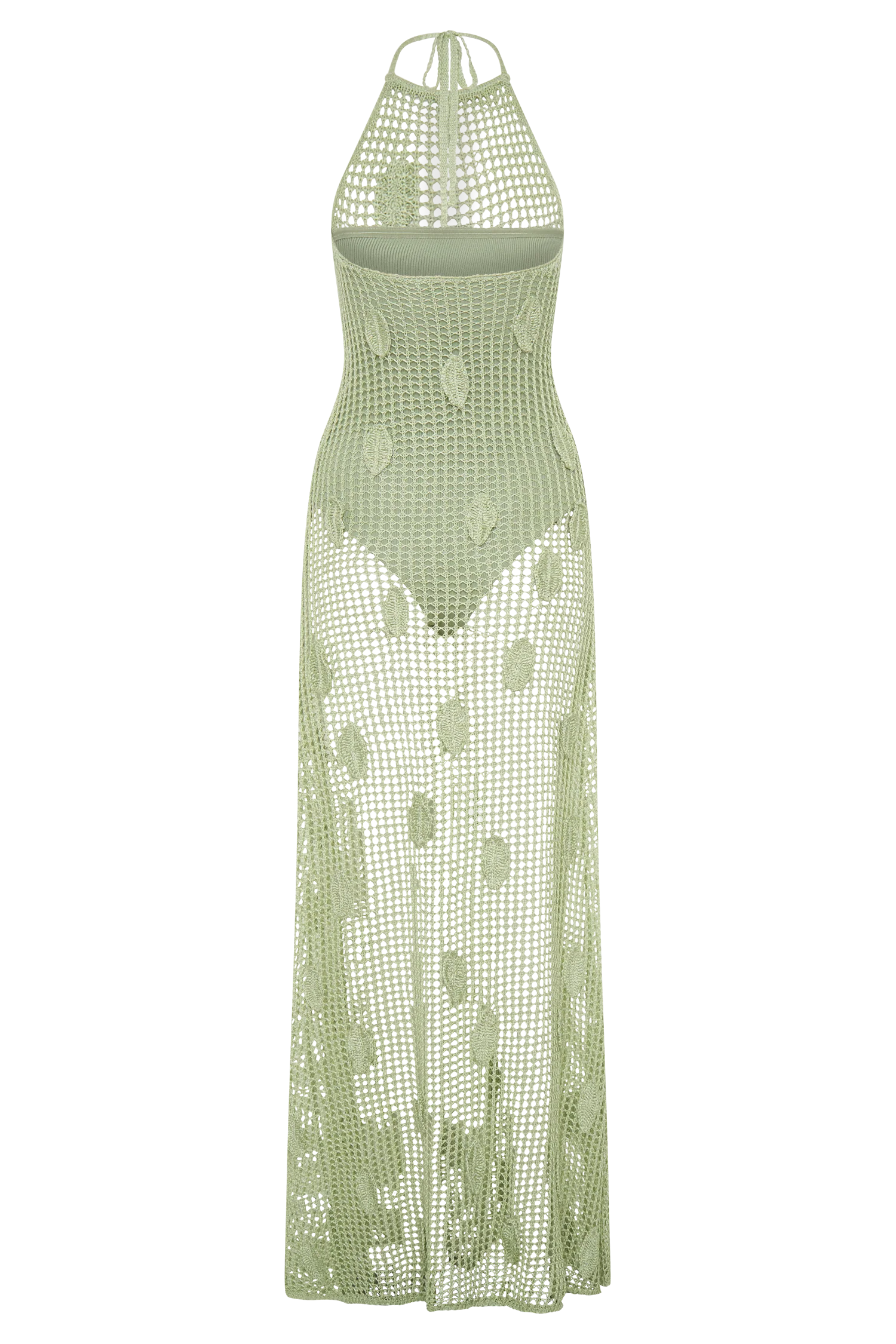 Elfie Crochet Halter Maxi Dress Pastel Green