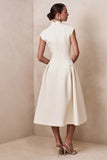 Kylen White V Neck Midi Dress