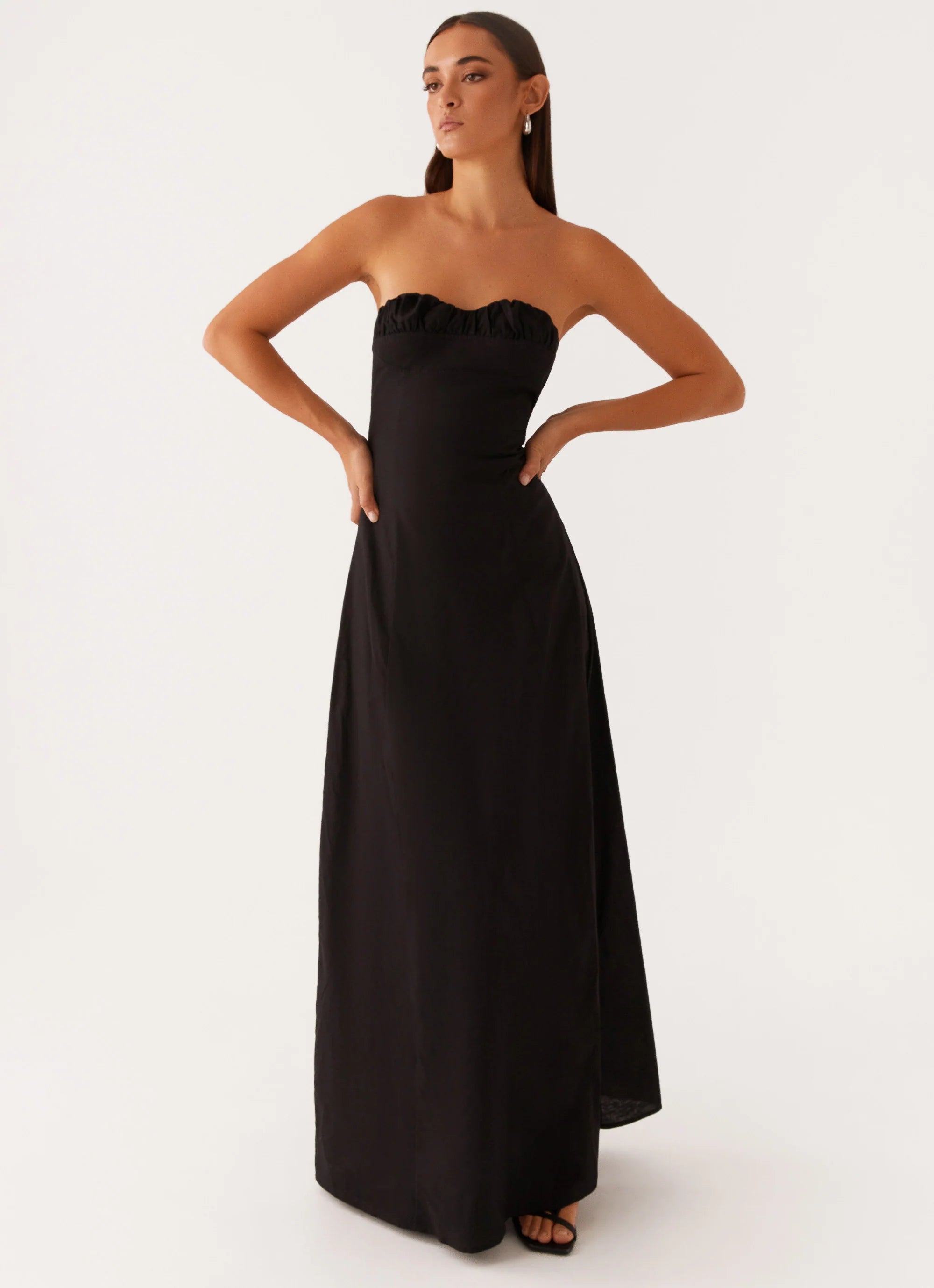 Tayla Linen Maxi Dress Black