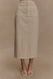 Fallon Denim Midi Skirt Stone Wash