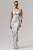 Luz Green Porcelain Print Strappy Maxi Dress