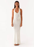 Novalee Flower Crochet Maxi Dress Ivory