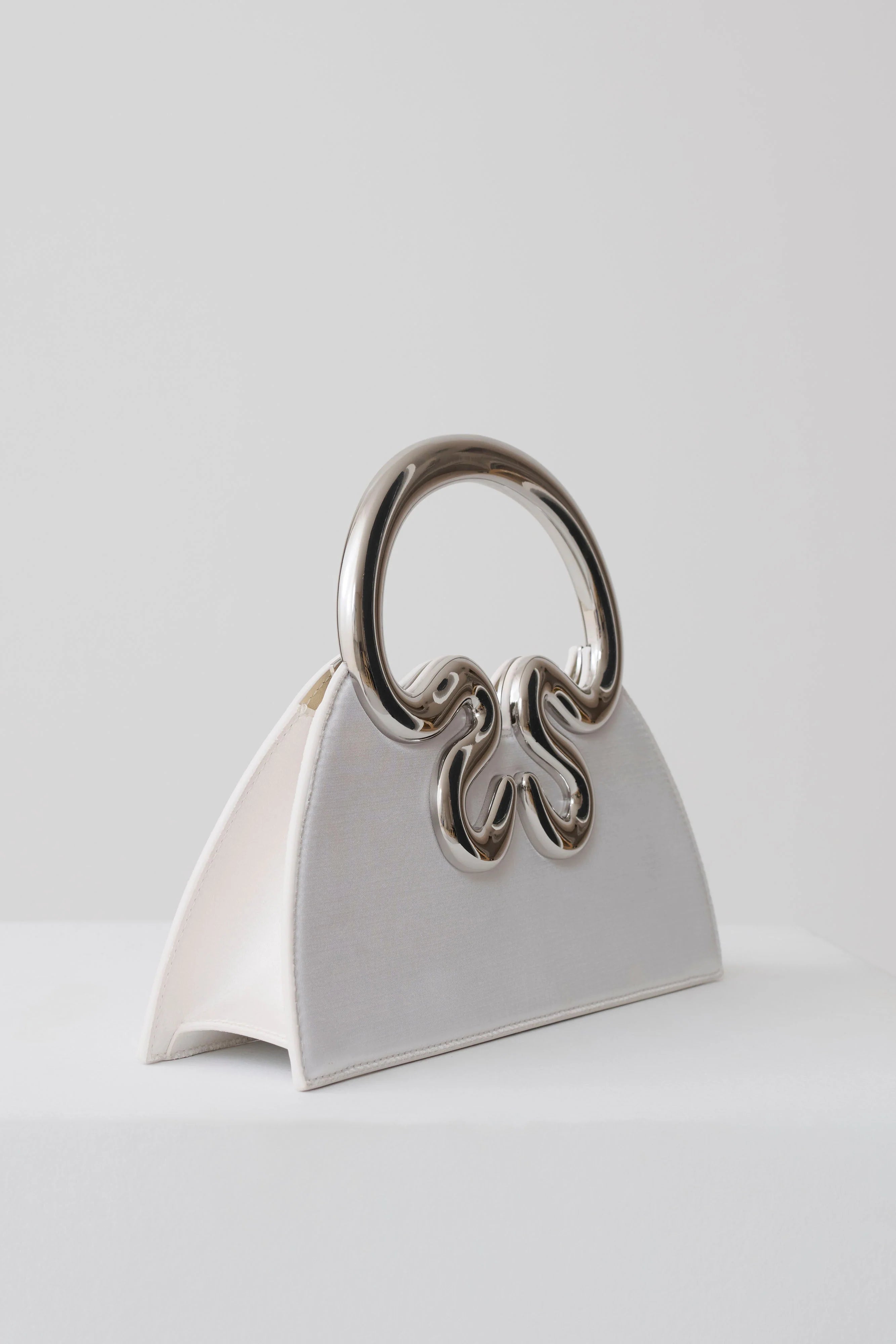 Elianne Satin Frame Clutch Bag White