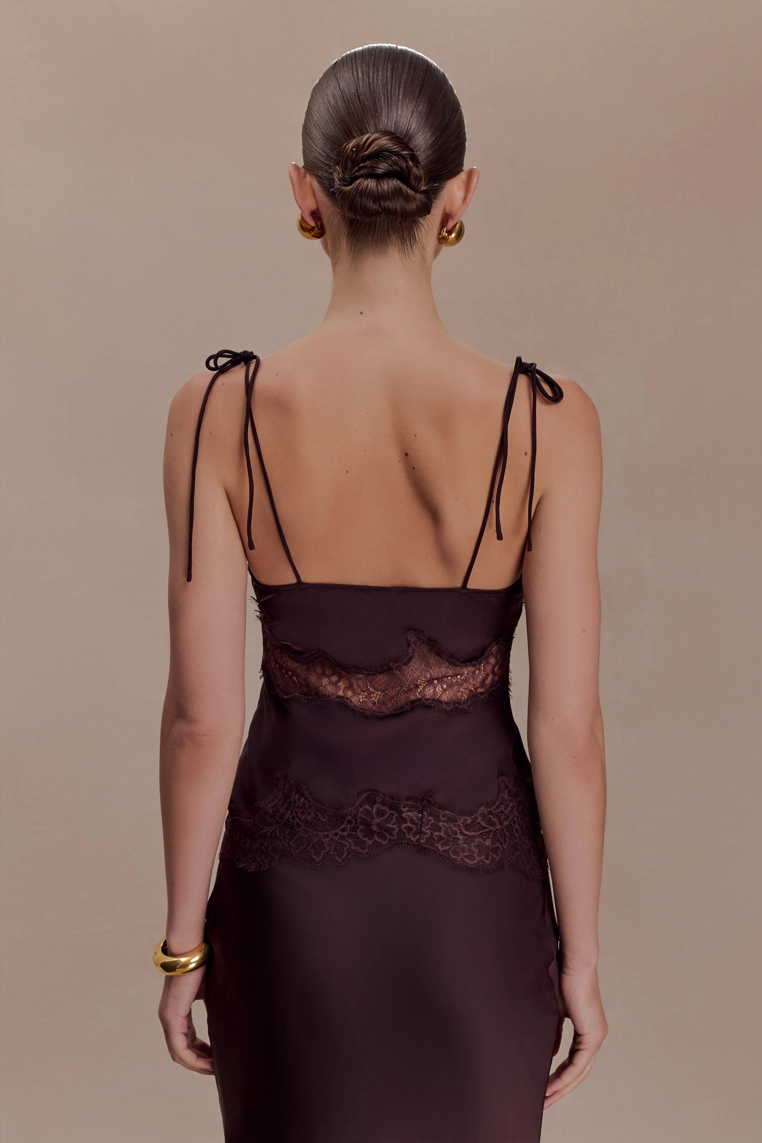 Nina Satin And Lace Camisole Chocolate