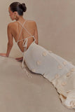 Suki Knit Maxi Dress With Flowers Nude