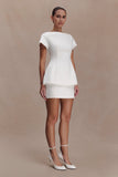 Adeline Short Sleeve Satin Top White