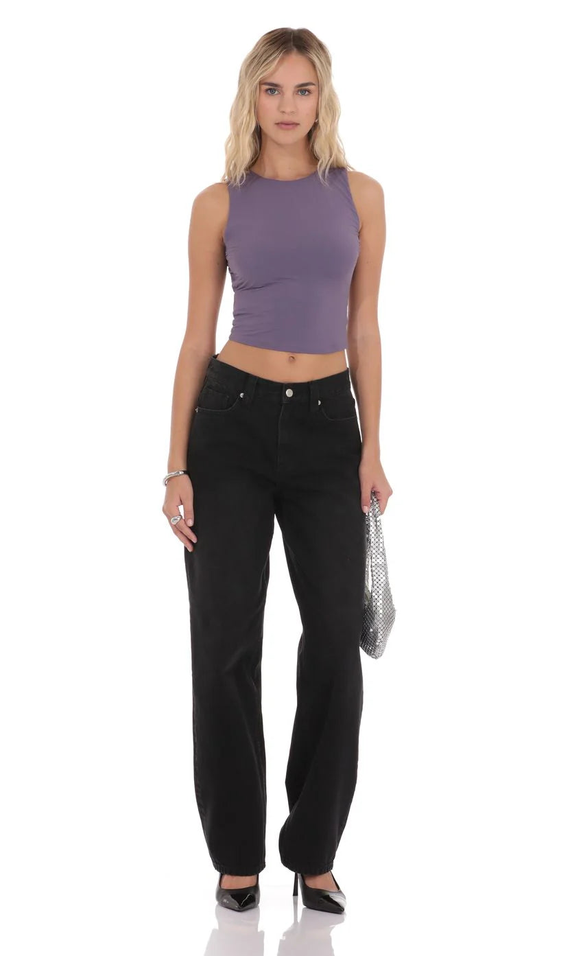 Open Back Twist Top in Mauve