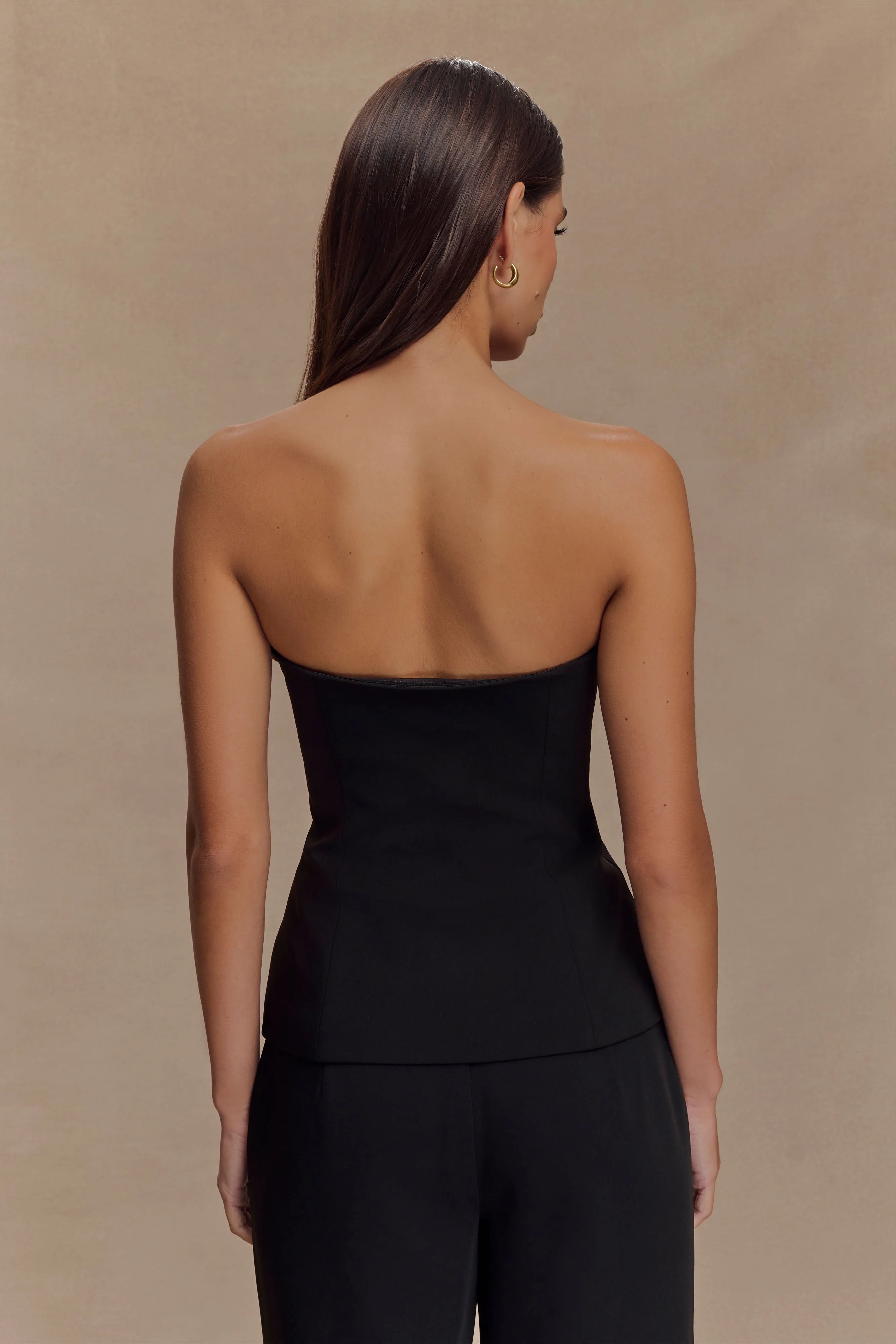 Lindie Strapless Suiting Top Black