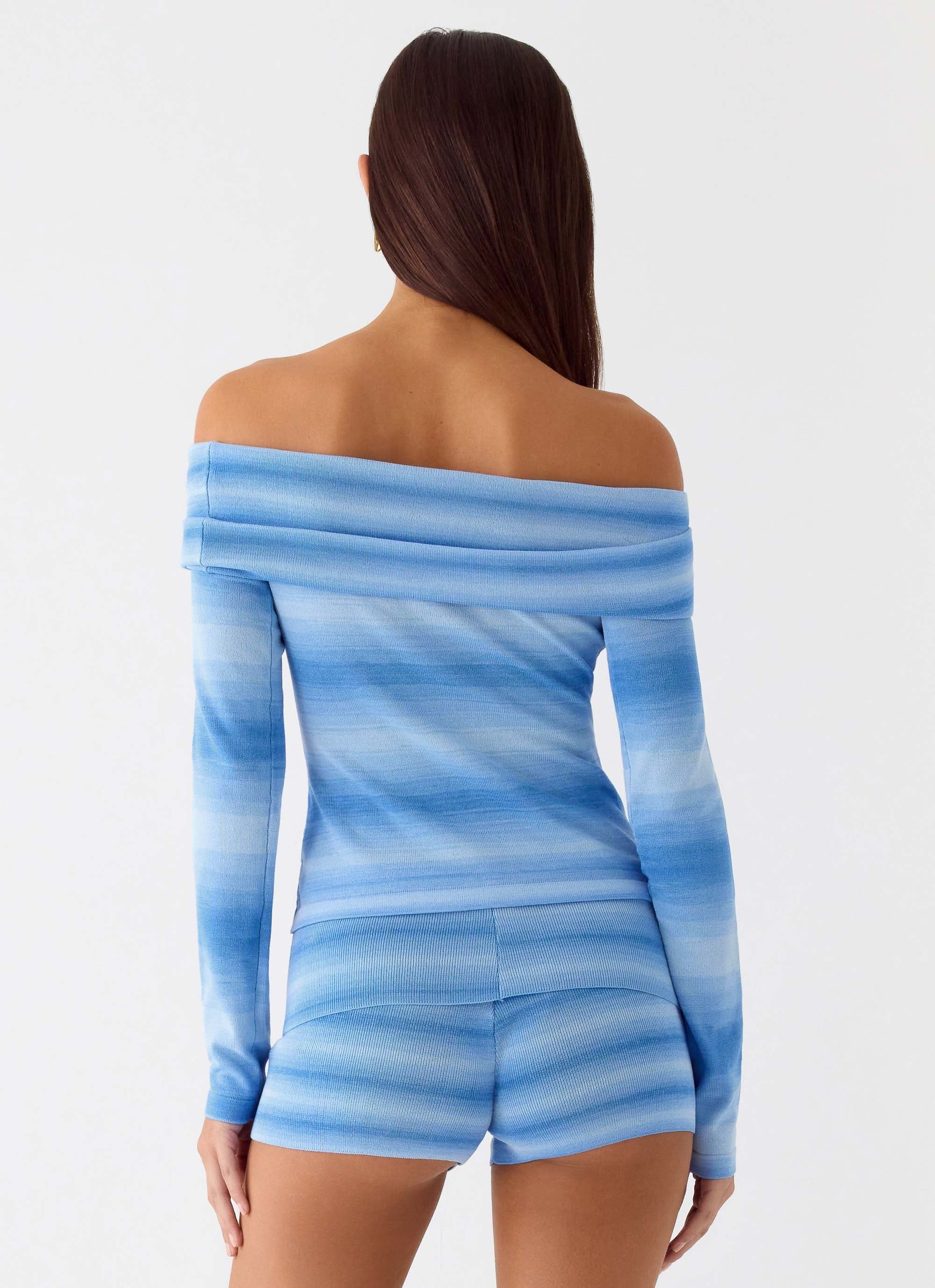 Lay Back Knit Shorts Cerulean