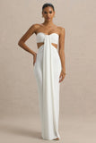 Elixir Cream Sweetheart Neck Maxi Dress with Cut Out Details