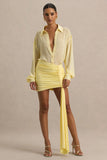 Katelyn Lemon Ruched Wrap Mini Skirt With Sash