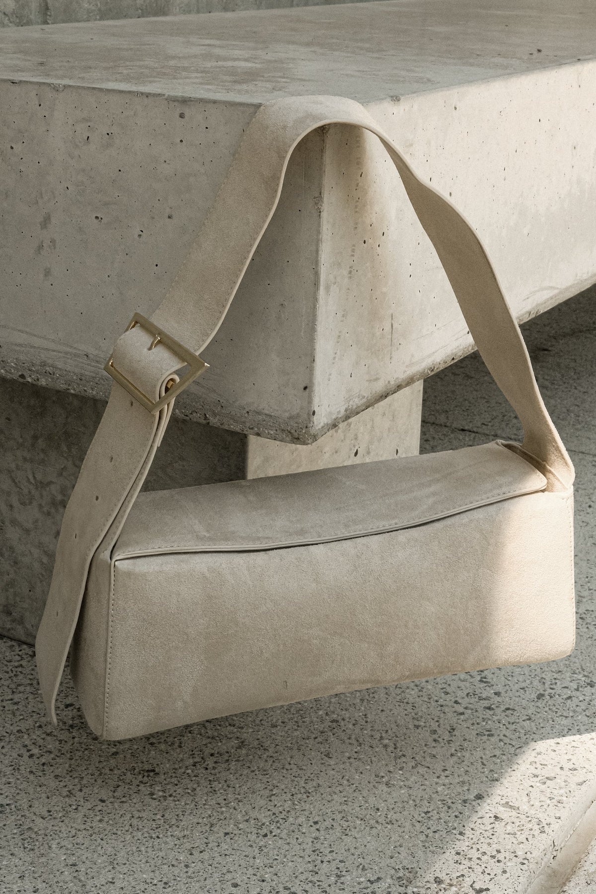 Maria Faux Suede Shoulder Bag Stone