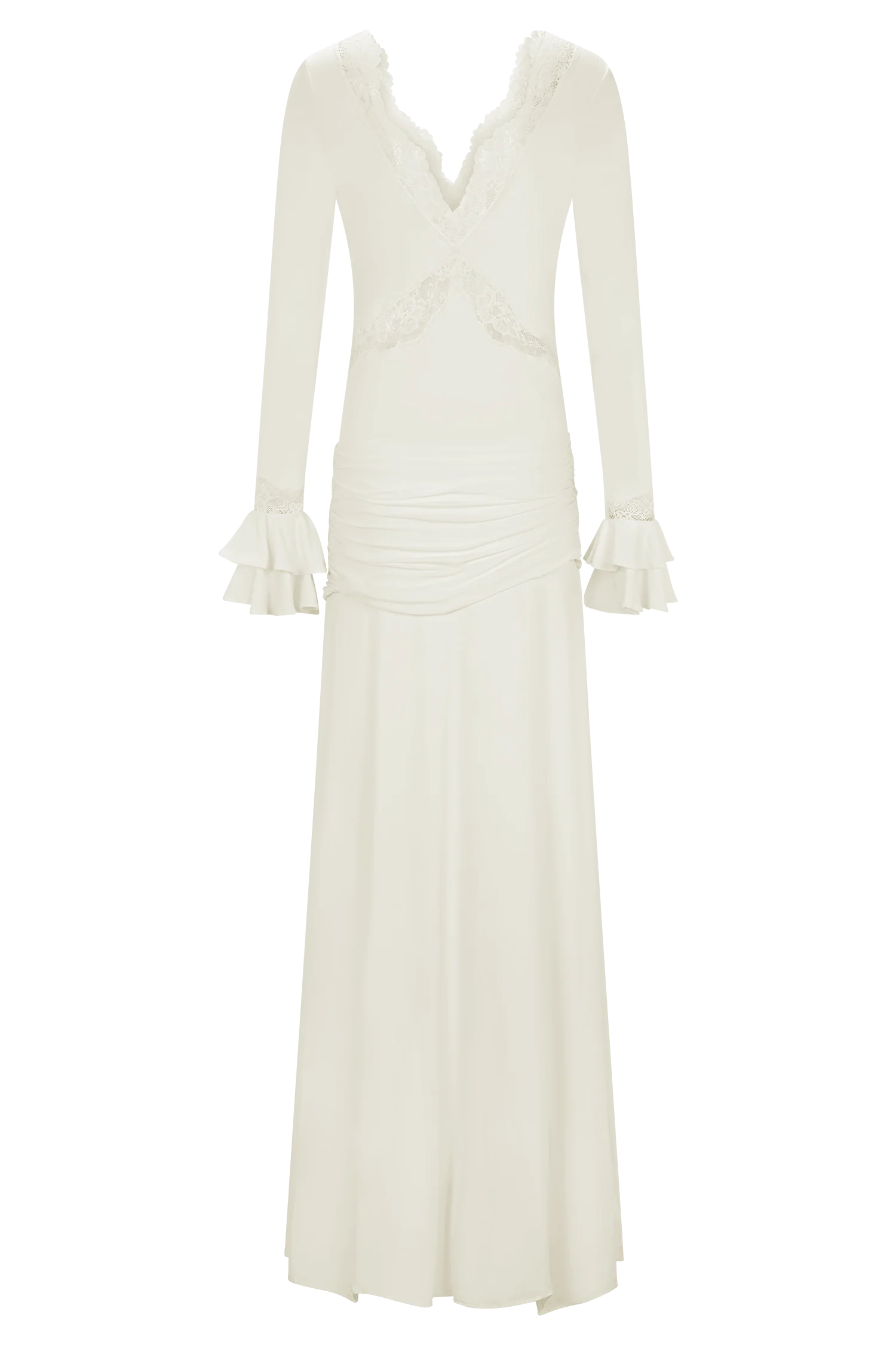 Electra Slinky Lace Maxi Dress Ivory