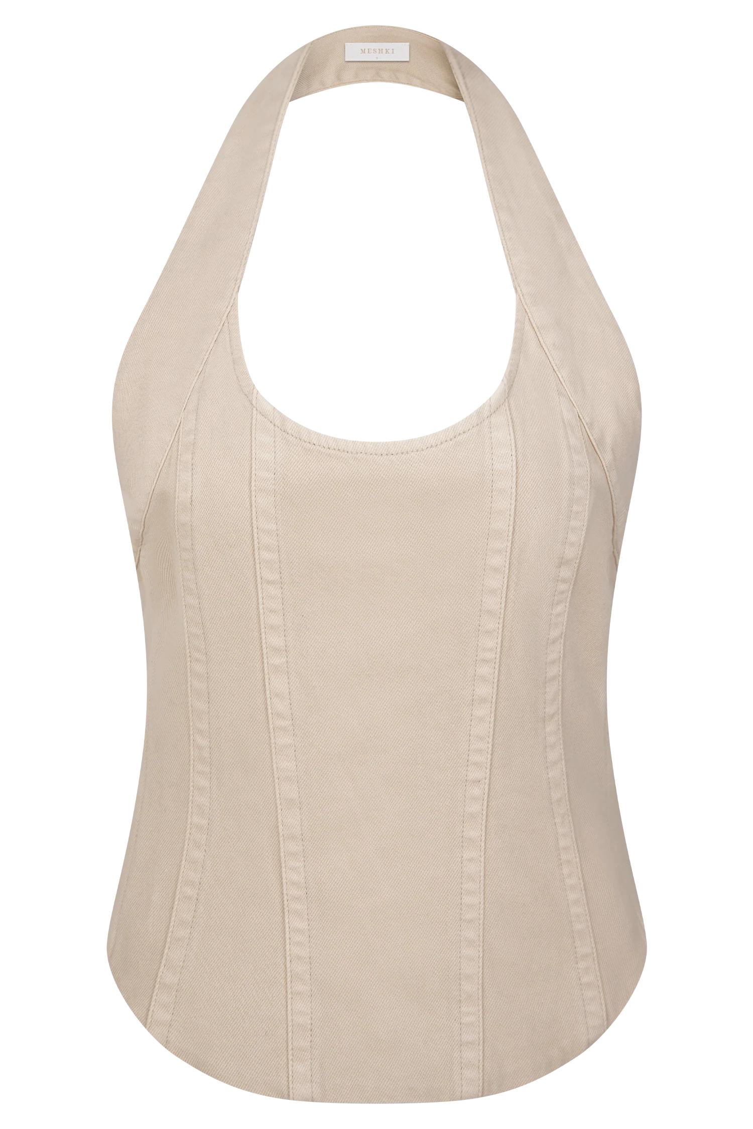 Meadow Denim Corset Halter Top Stone Wash
