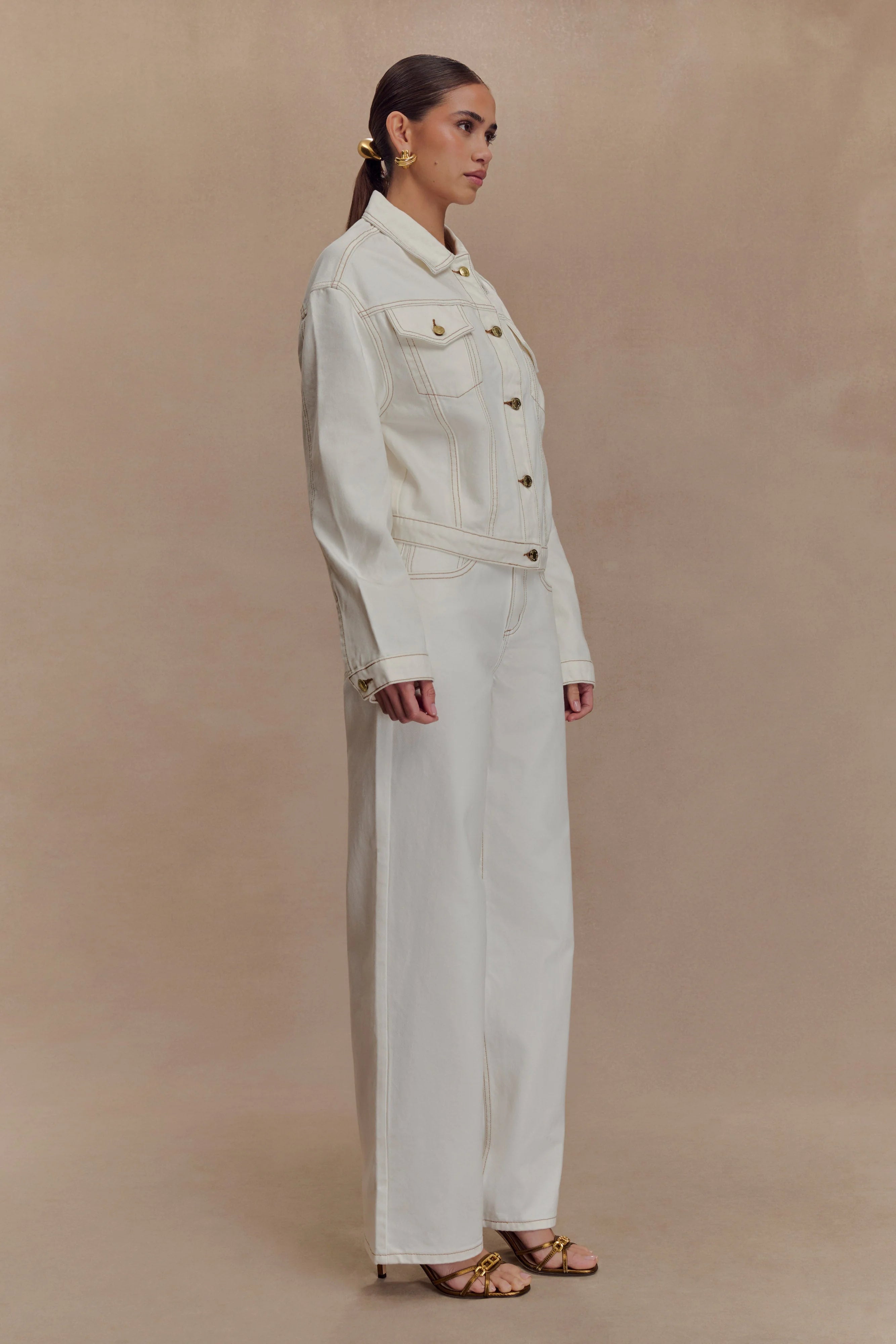 Kirra Cinched Denim Jacket White