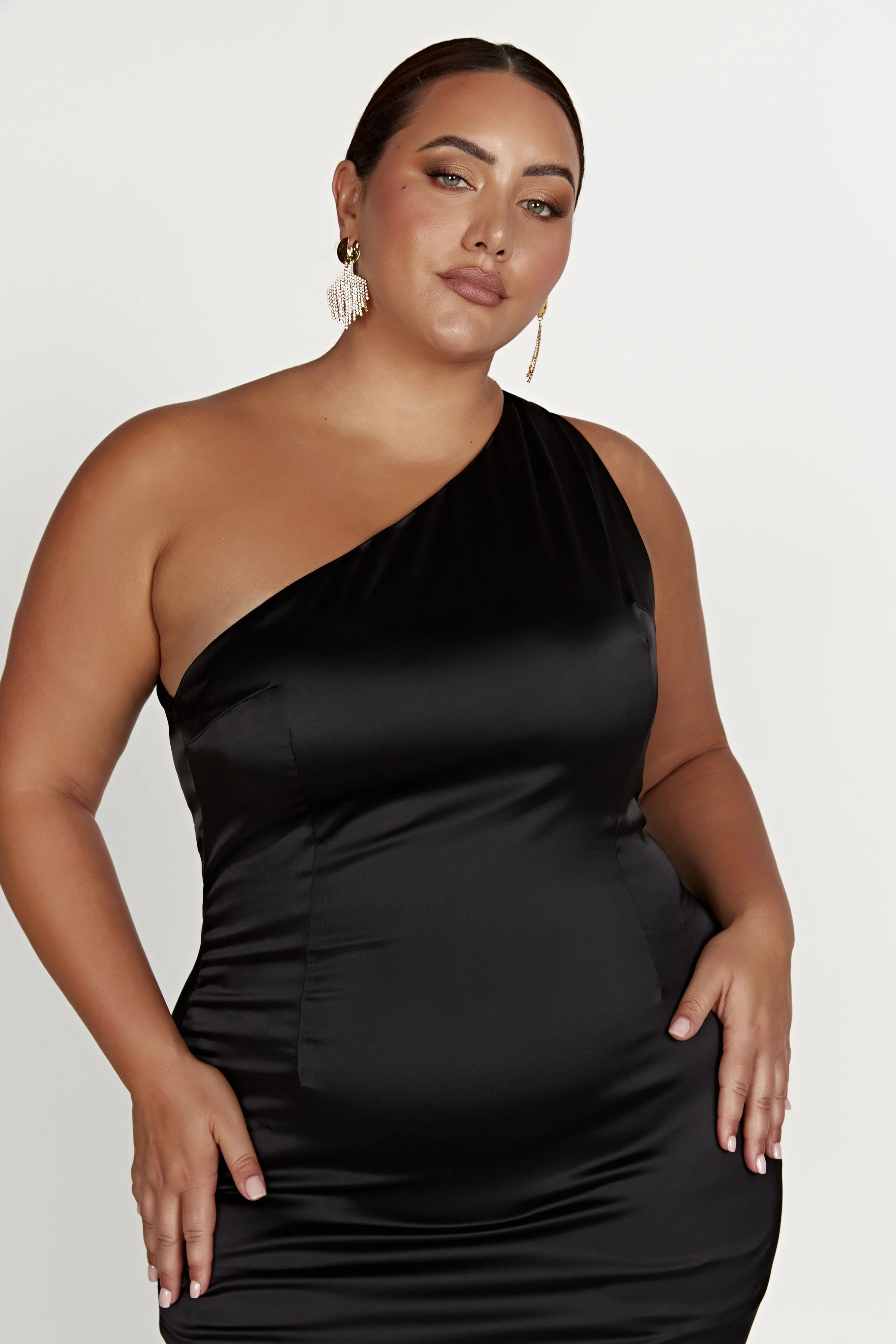 Harper One Shoulder Gown Black