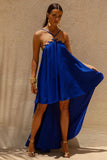 Amiya Blue A Line Maxi Dress with Cut Out Details