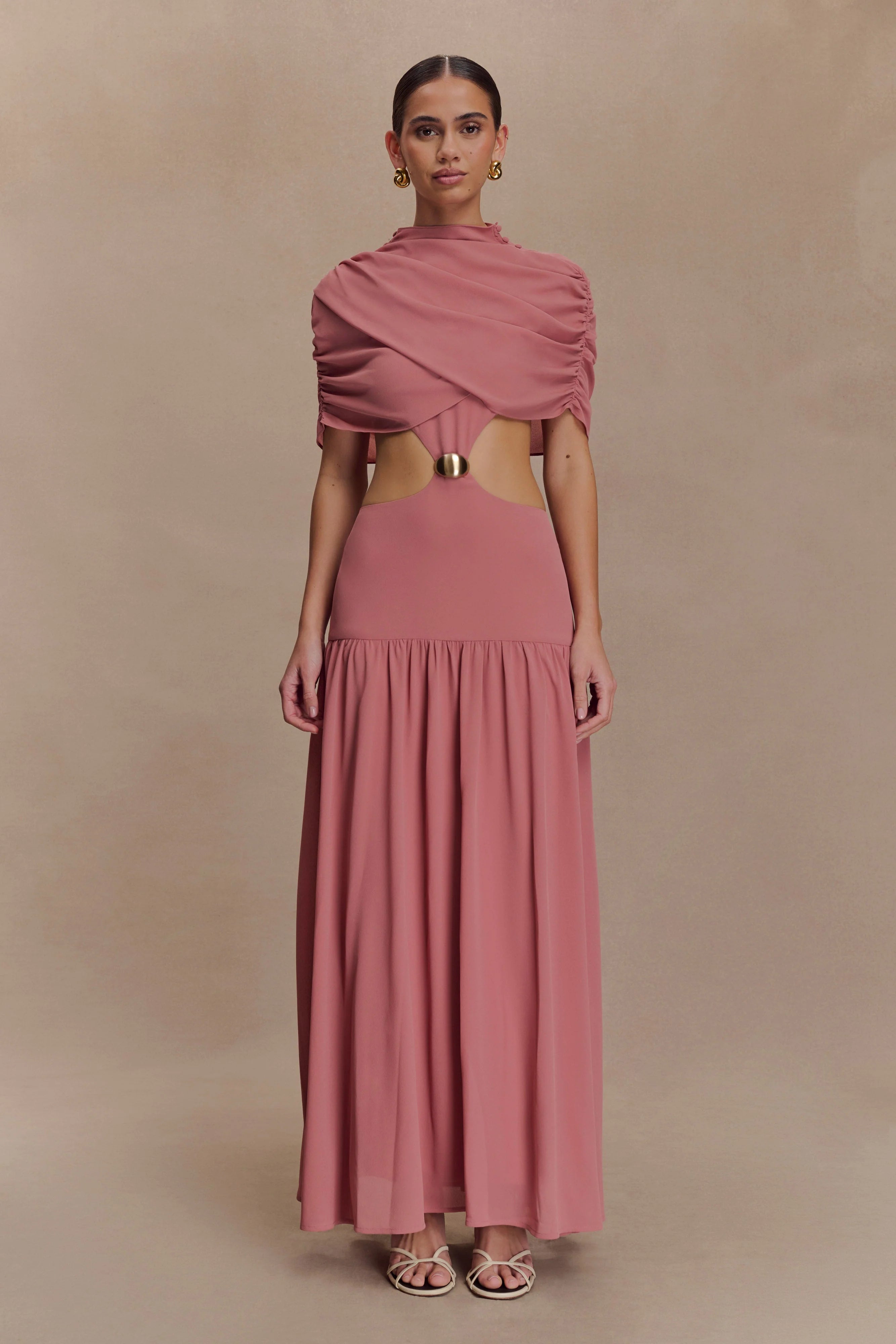 Georgina Chiffon Midi Dress Burnt Rose