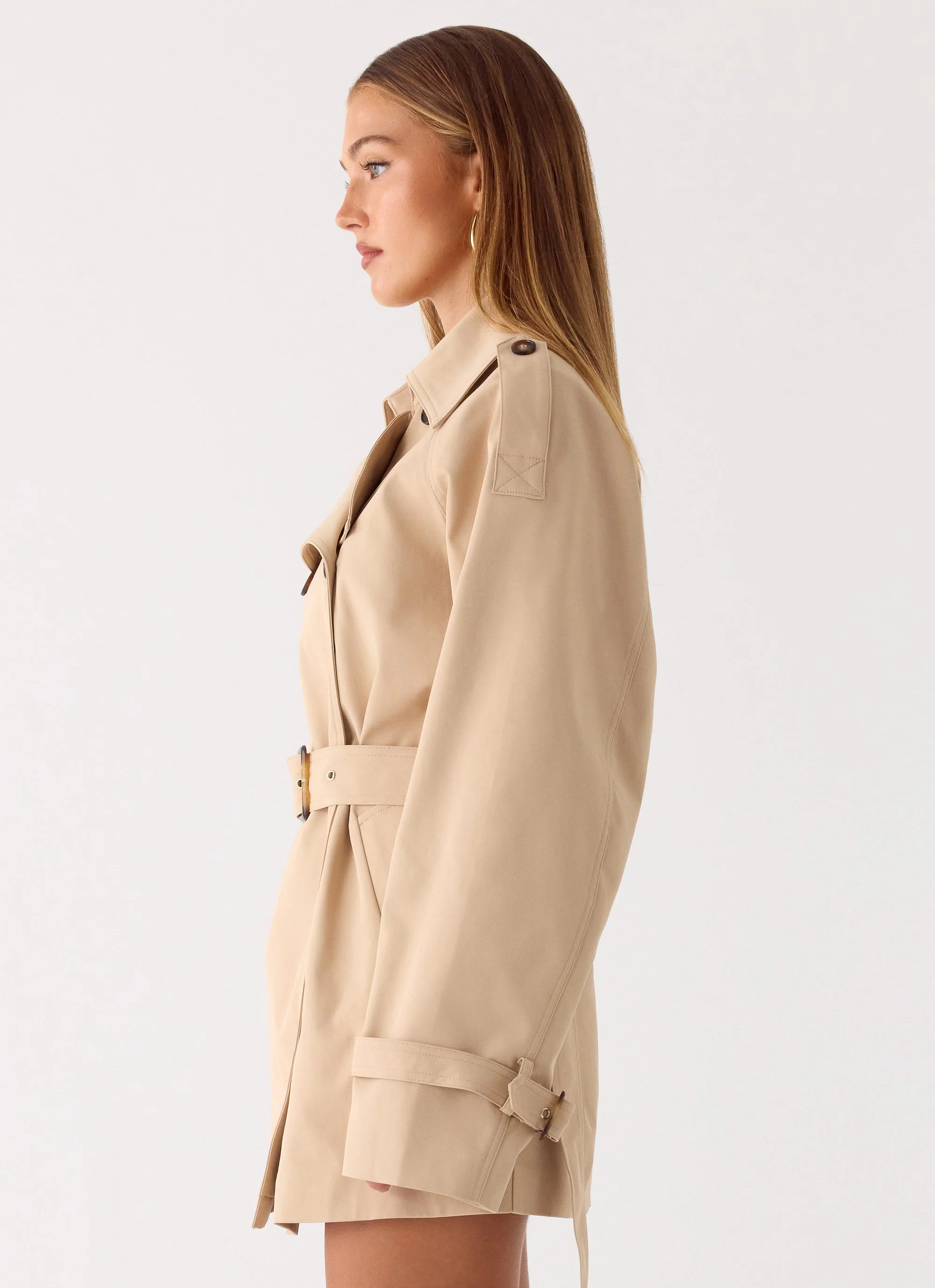 Jackie Mini Trench Coat Tan