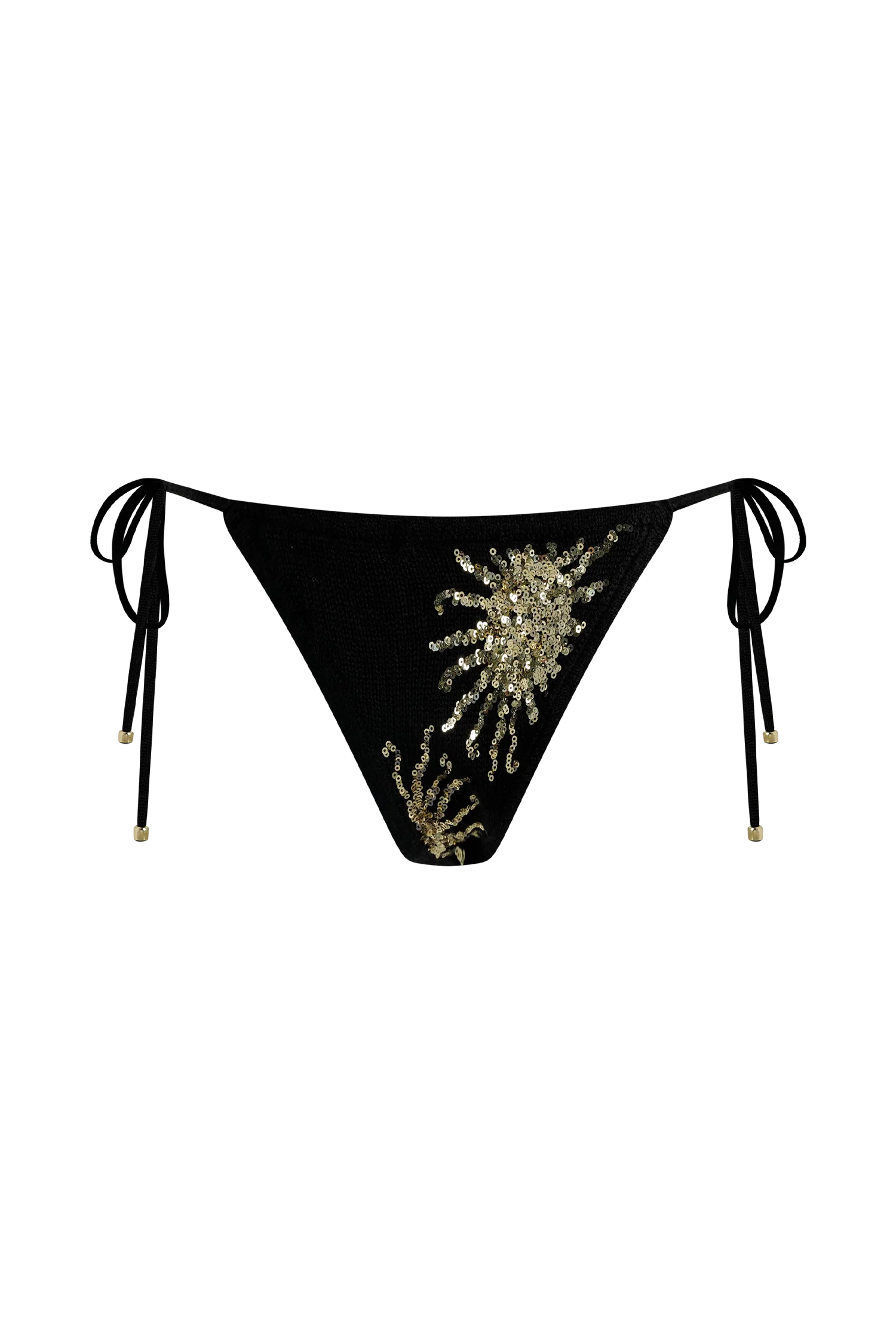 Huntleigh Crochet Bikini Bottom Black Gold Sunshine Print
