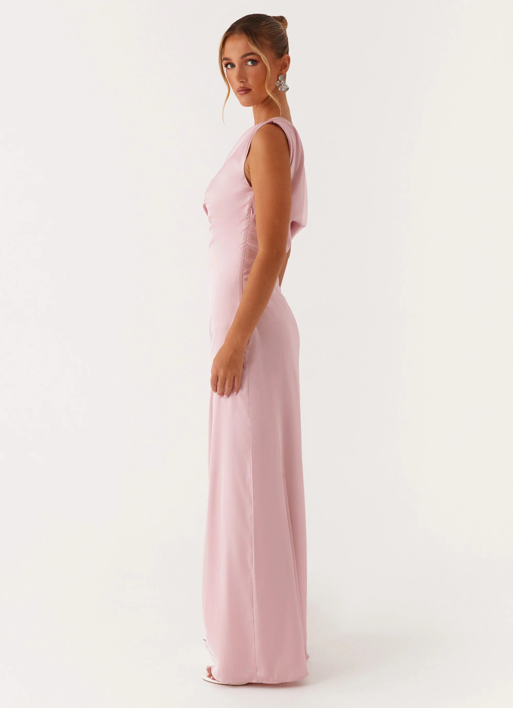 Heart Of Glass Satin Maxi Dress Pink
