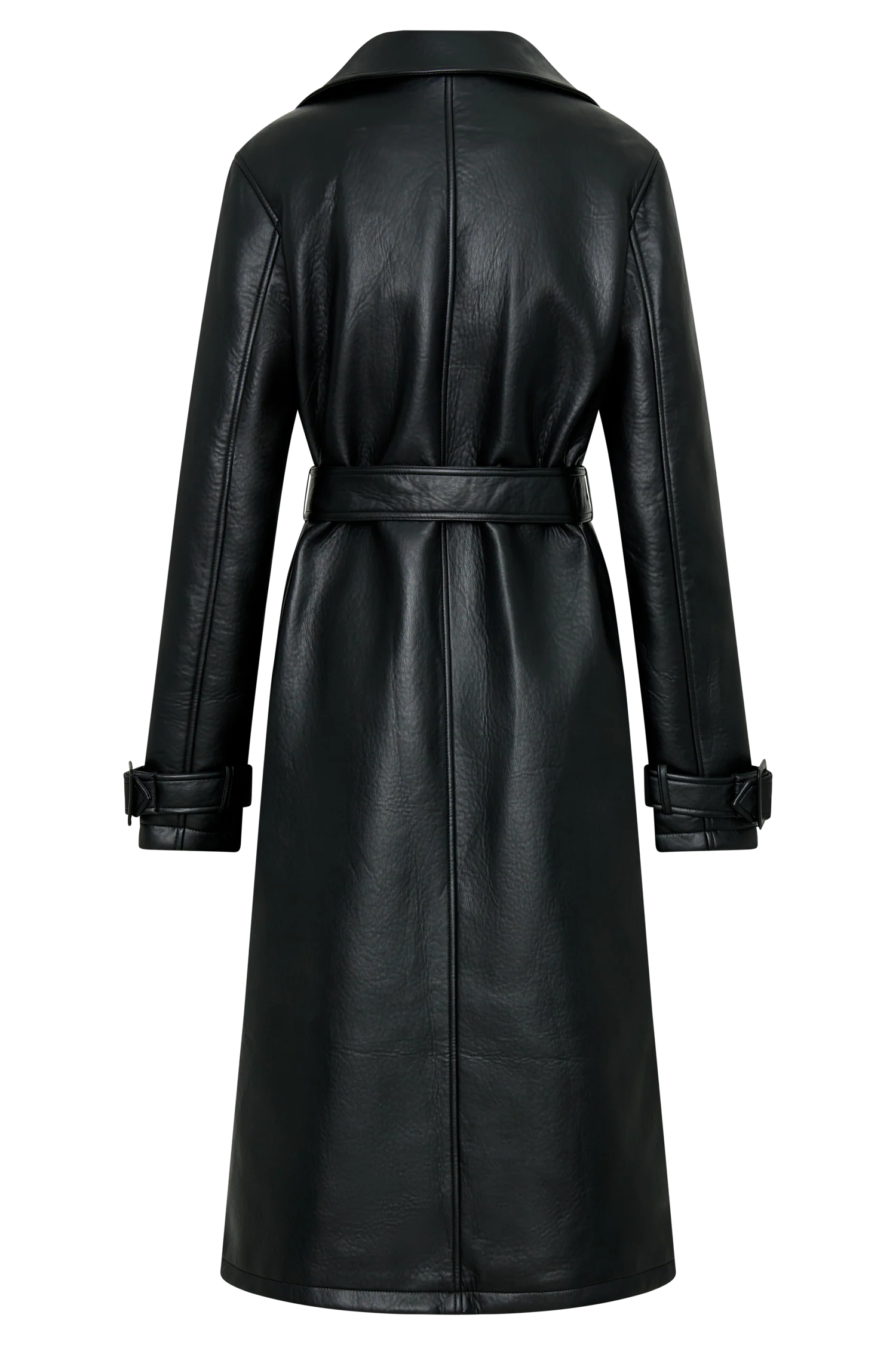 Tarah Faux Leather Trench Coat Black