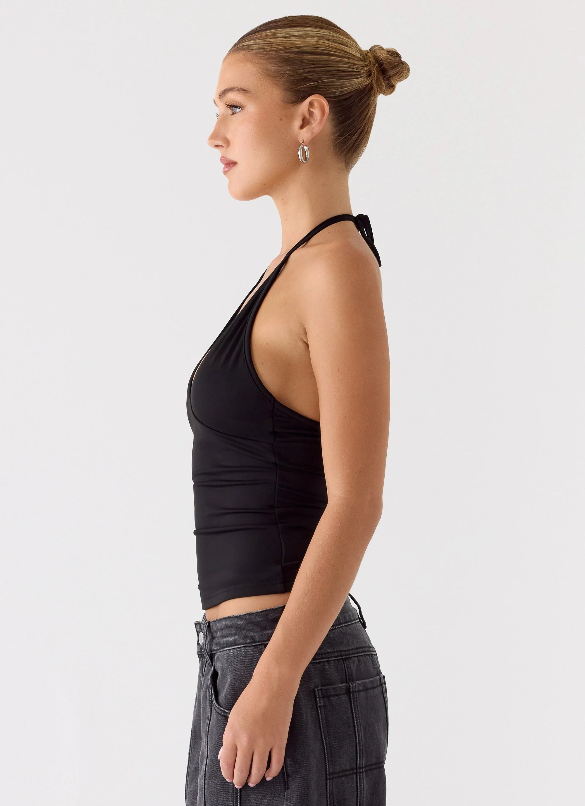 Roll Out Halter Top Black
