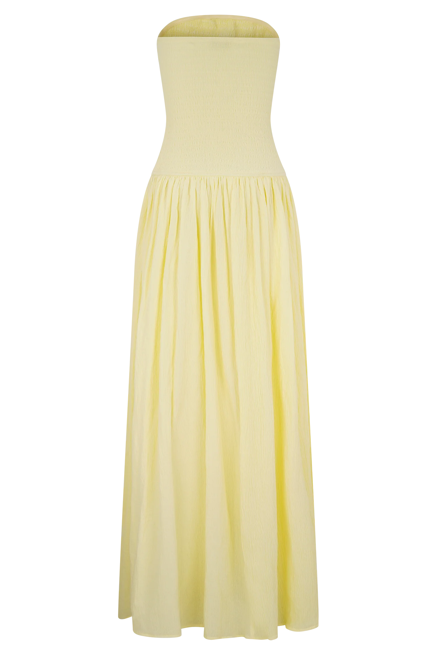 Maureen Cotton Shirring Maxi Dress Lemon