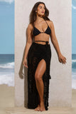 Havana Black Crochet Wrap Maxi Skirt