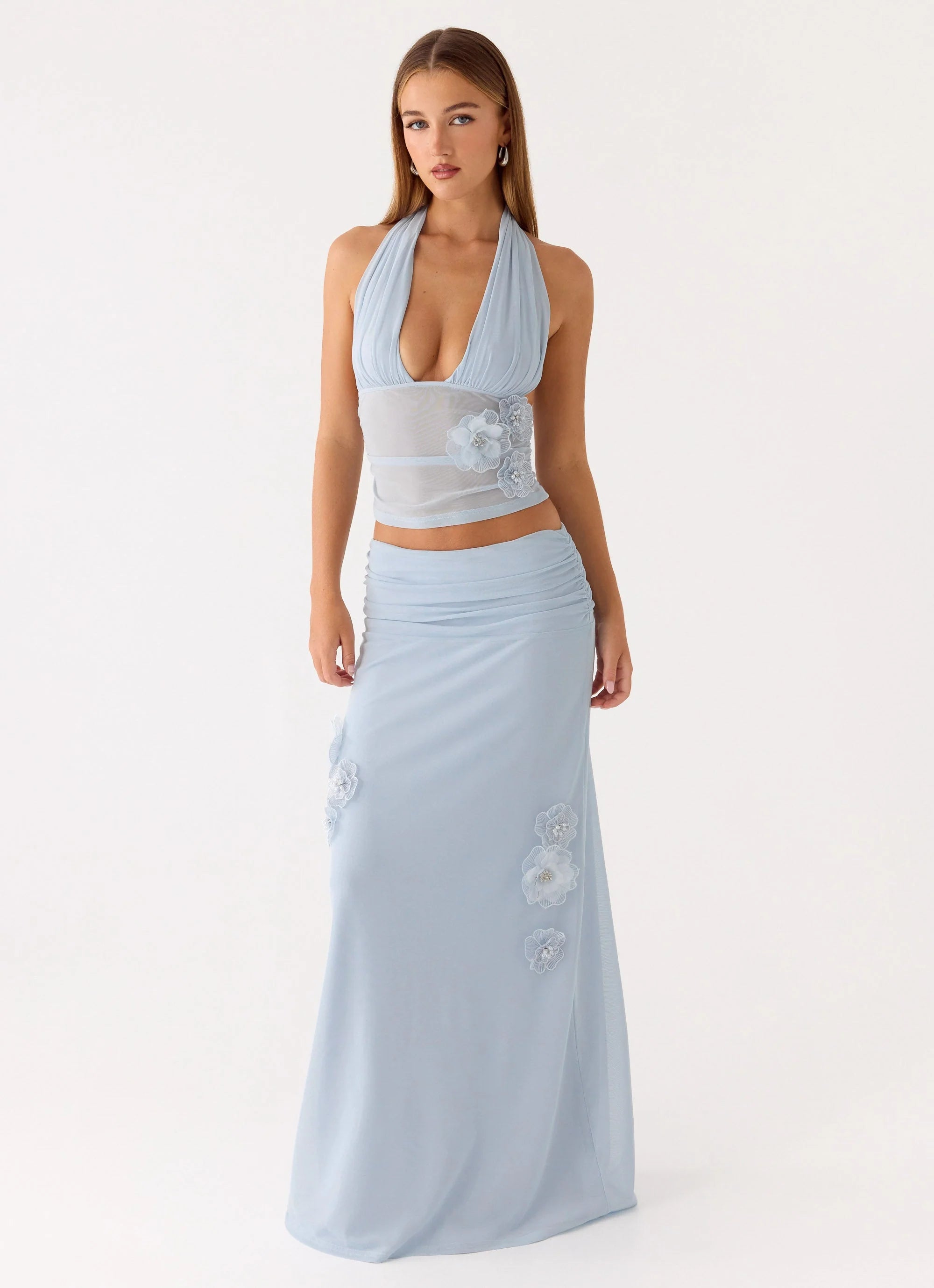 Fleur Power Maxi Skirt - Blue
