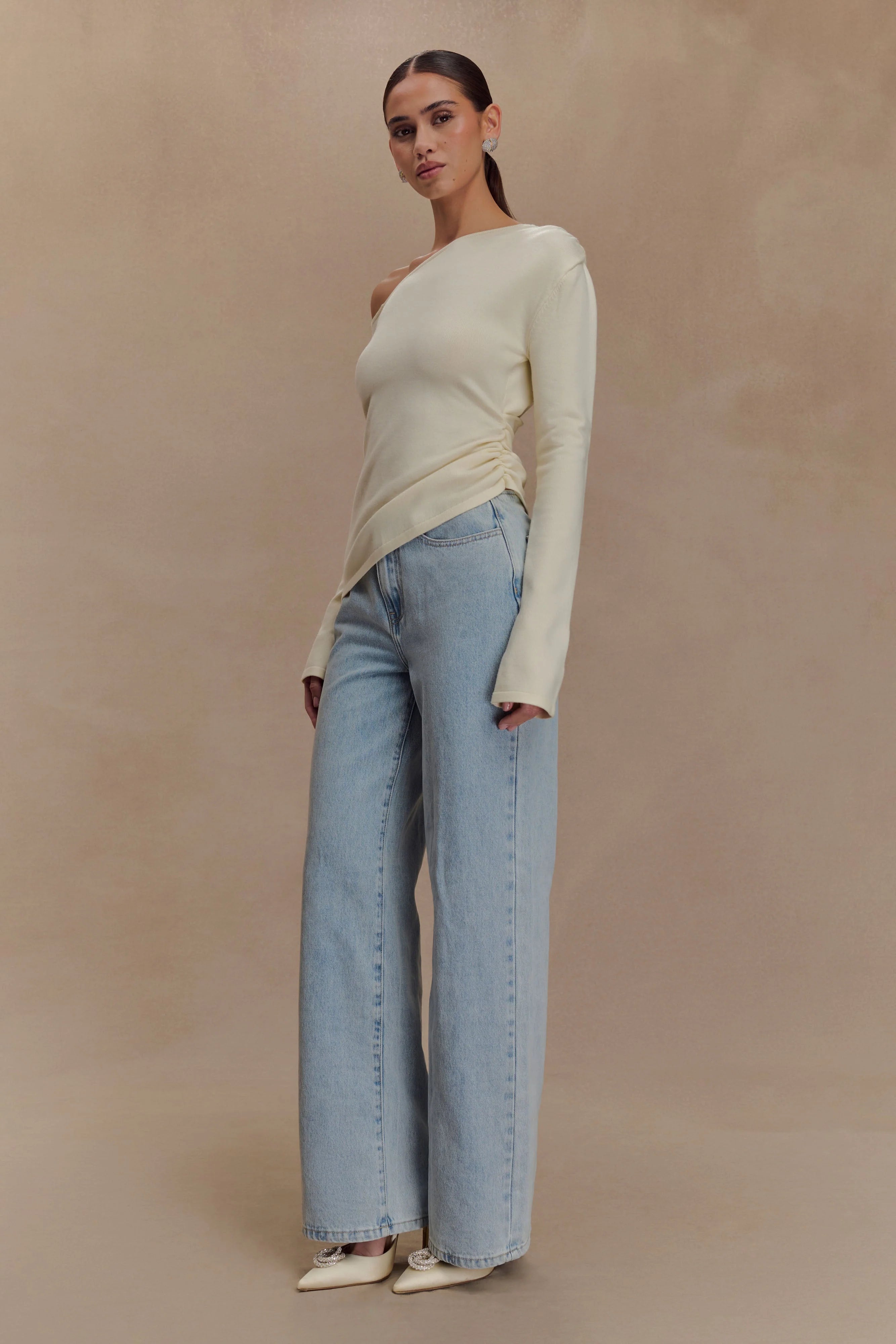 Miles Off Shoulder Knit Top Ivory