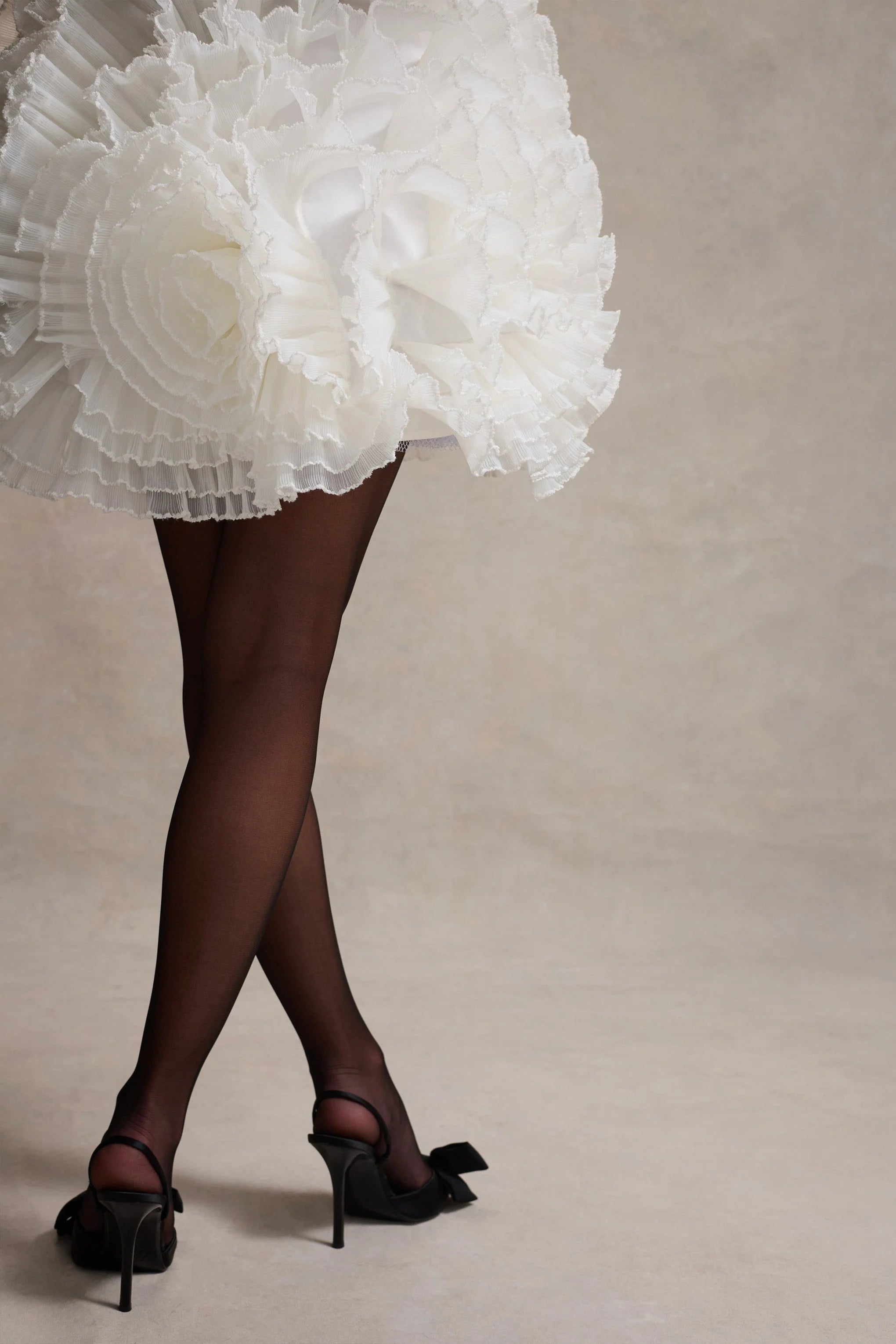 Meringue Black Velvet Plunge Neck Mini Dress With Tulle Skirt