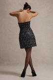 Park Avenue Black Boucle Strapless Tailored Mini Dress