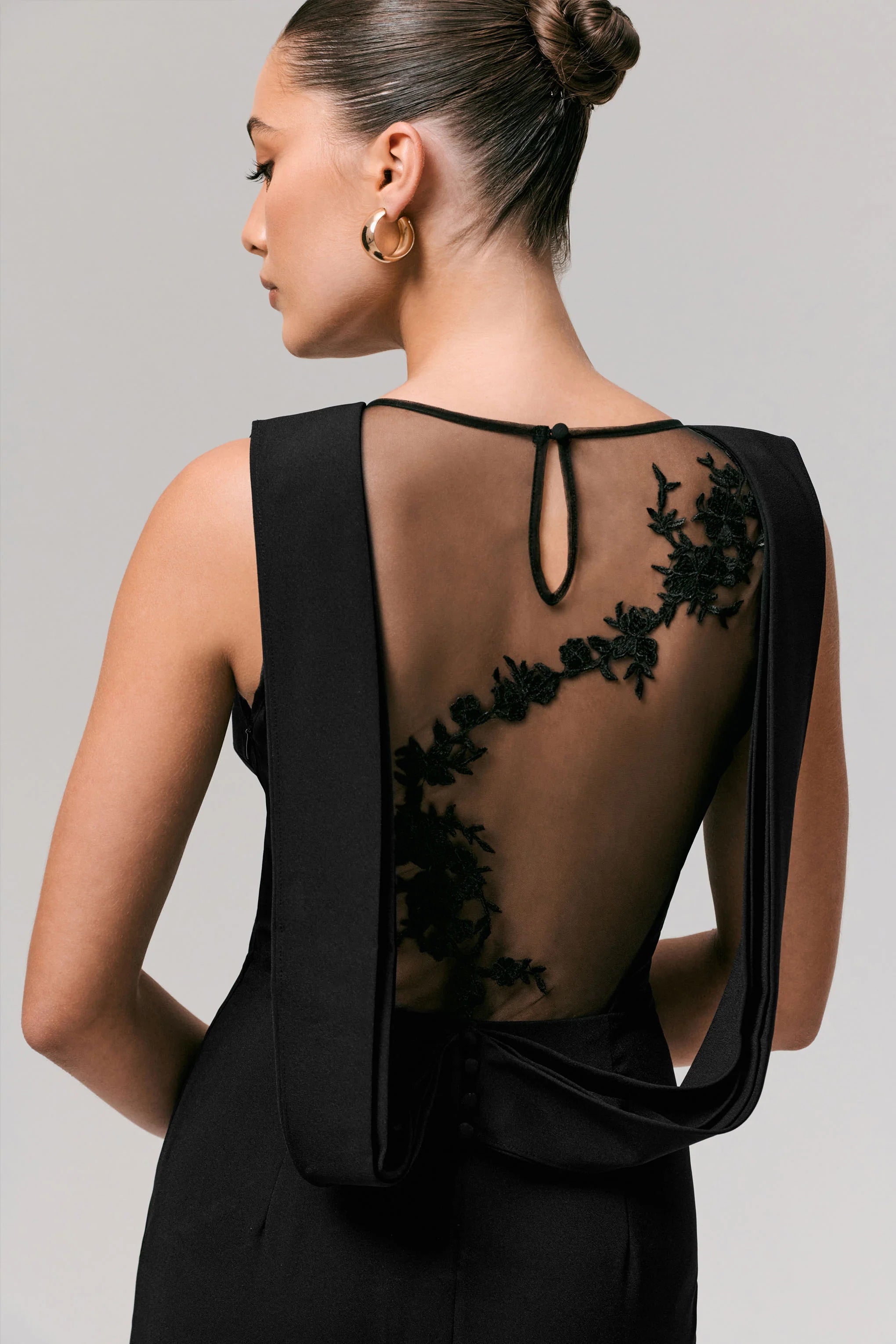 Maxie Black Round Neck Maxi Dress With Back Detail
