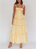 Women Floral Maxi Dress Sleeveless Bow Back Tiered Boho Flowy Long Dresses Summer Fall