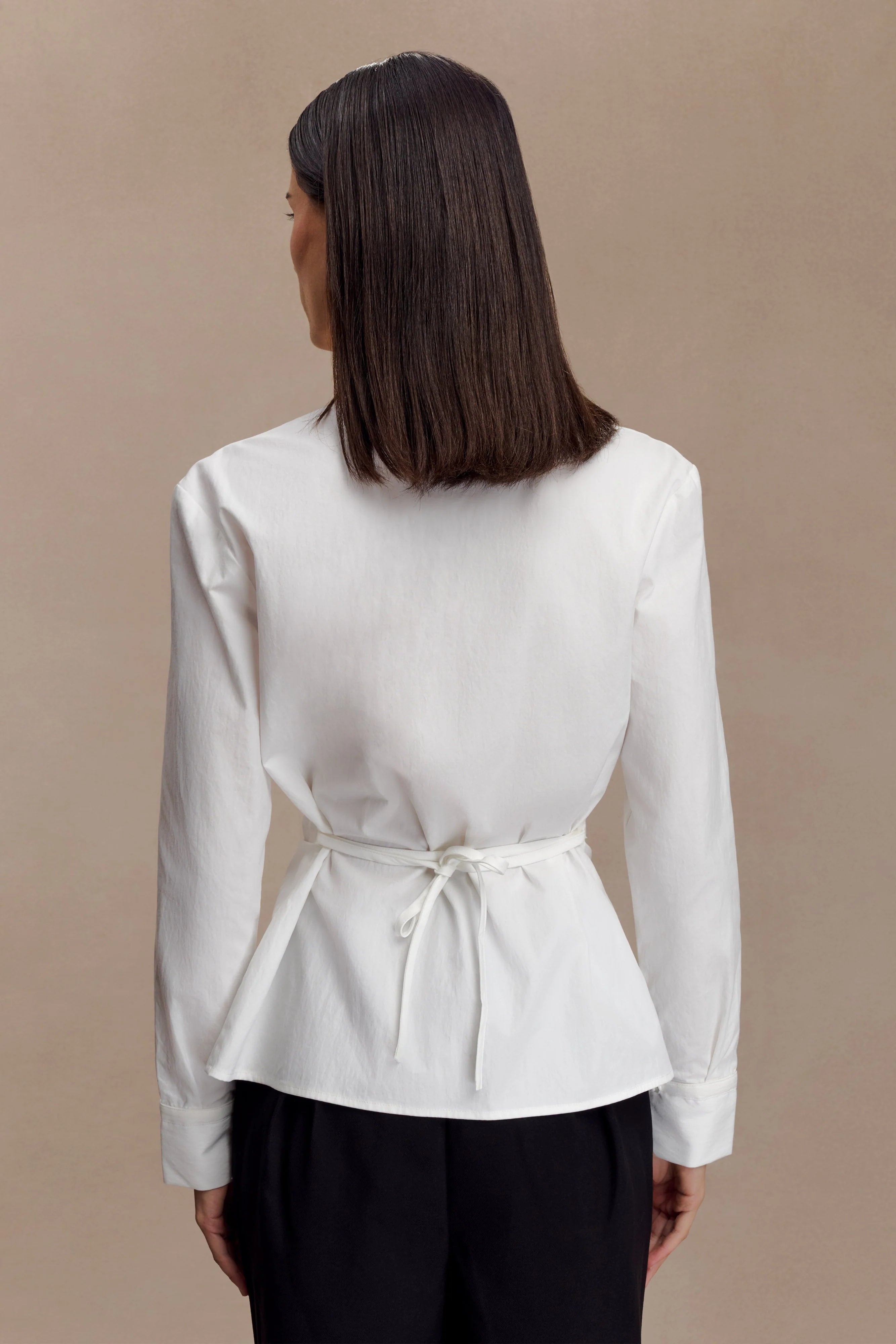 Millie Tie Back Cotton Shirt White