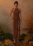 Fennella Beaded Maxi Dress Chocolate