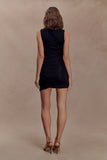 Amia Slinky Sleeveless Mini Dress With Hardware Black