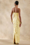 Gracie Lemon Lace Bandeau Maxi Dress