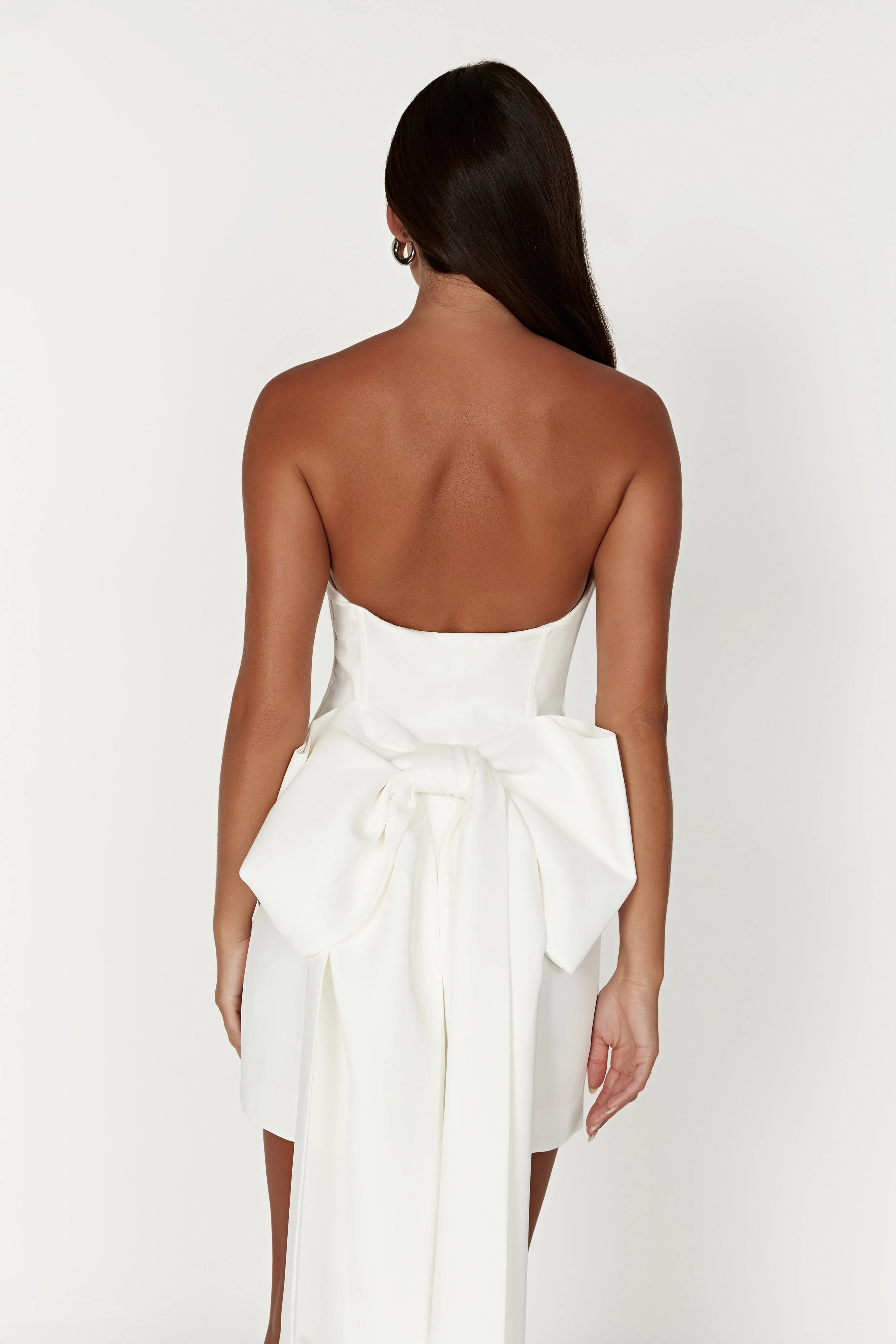 Meredith Strapless Bow Mini Dress White