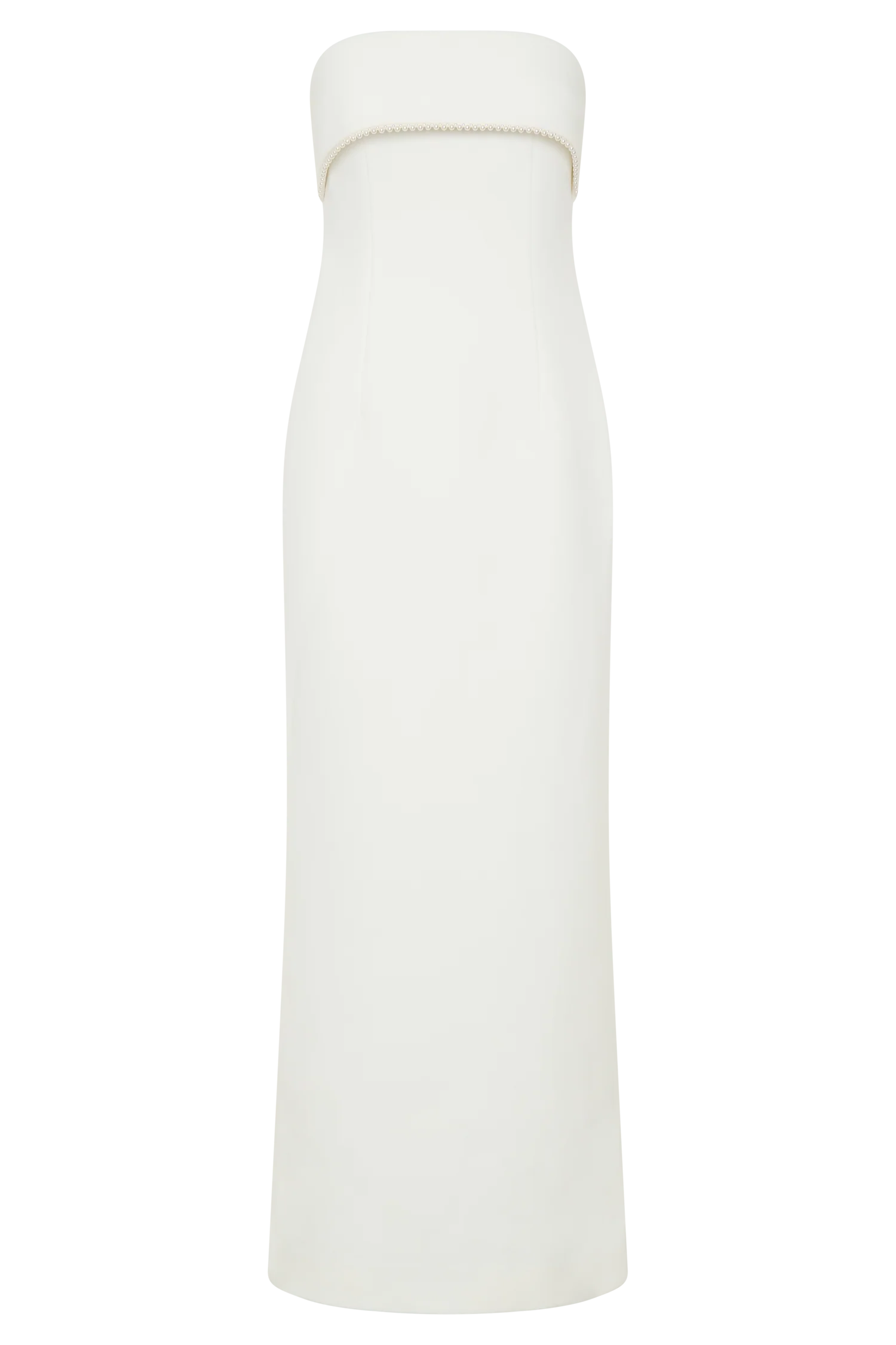 Sloane Strapless Maxi Dress With Pearls White