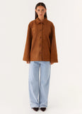 Devika Faux Suede Boxy Jacket Brown
