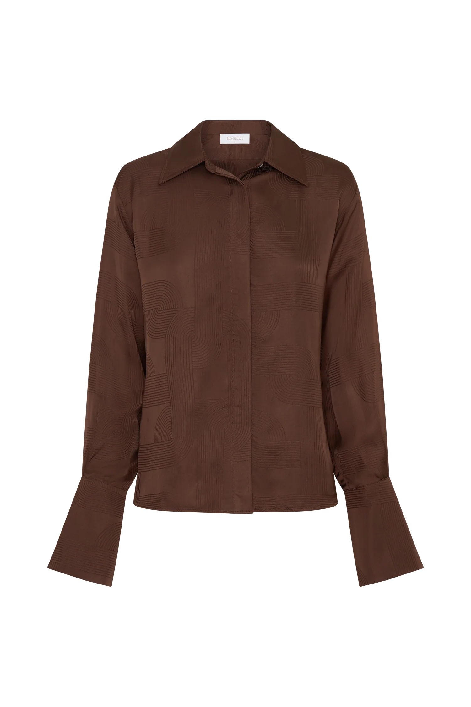 Gia Long Sleeve Satin Shirt Chocolate